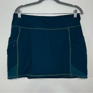 Athleta Teal Solid Skort Skirt Tennis Golf Skirt Zip‎ Pocket Women’s Size Medium